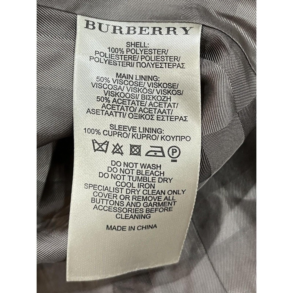 Burberry London Double Breasted Belted Gray Green Ruffled Trench Coat Sz US 6 - Picture 16 of 16